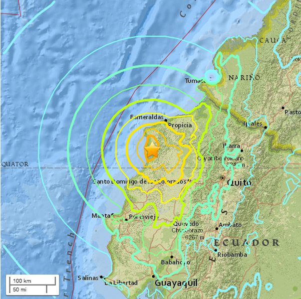 USGS dice fue de 7.8 sismo Ecuador