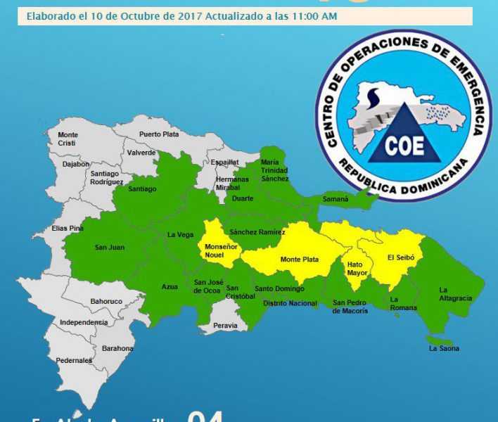 COE mantiene en alerta 18 provincias por lluvias
