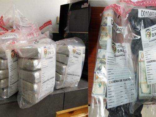 DNCD ocupa  25 kilos de cocaína y 500 mil dólares 