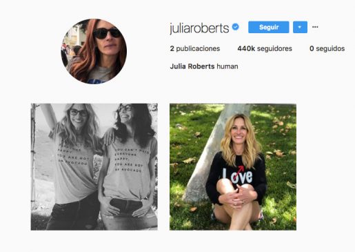 Julia Roberts debuta en Instagram