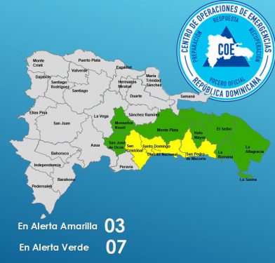 COE eleva a 10 las provincias bajo alerta 