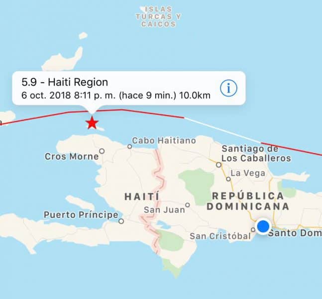 Sismo de 5.9 grados afecta el noroeste de Haití