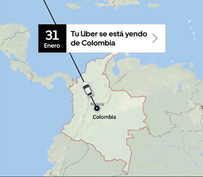 Uber deja de funcionar en Colombia