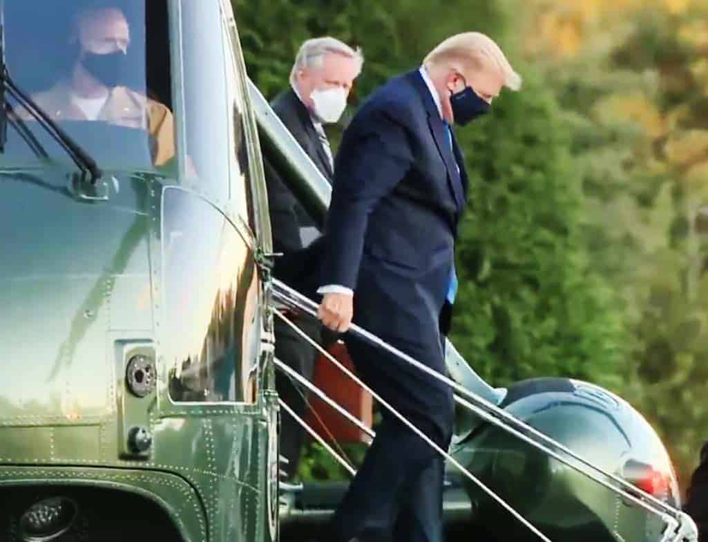 presidente trump llegando al hospital