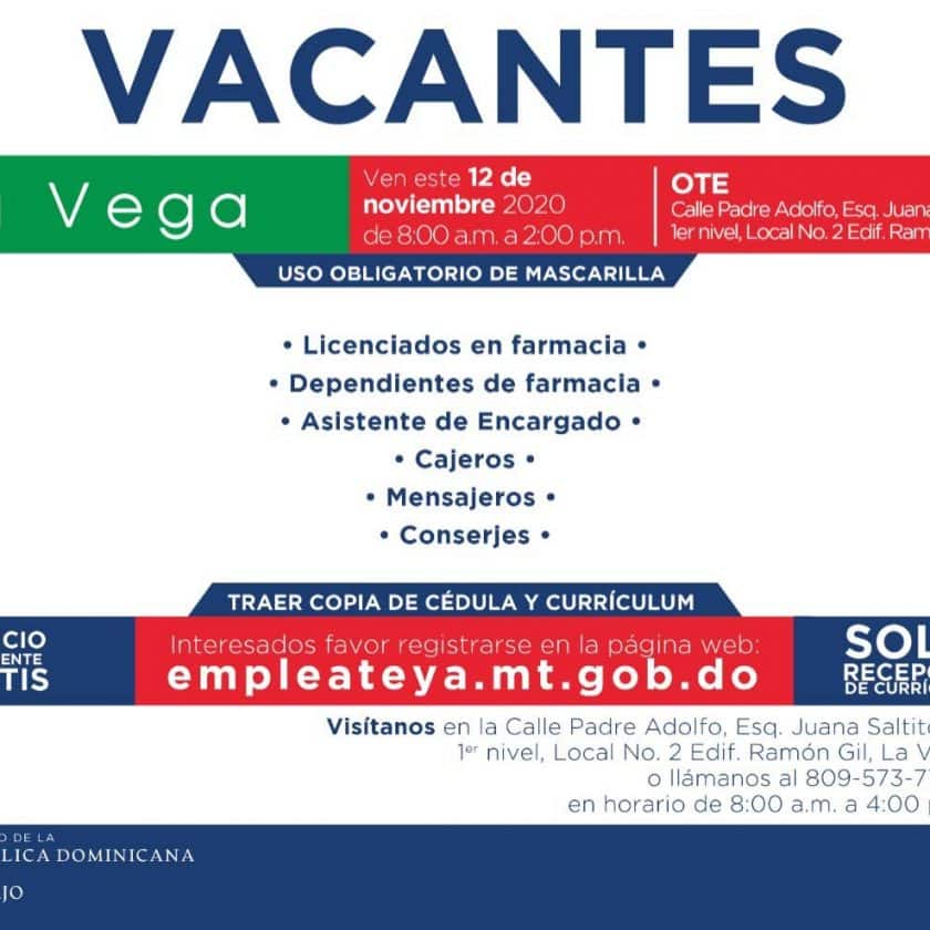 Invitan jornada de empleo en La Vega