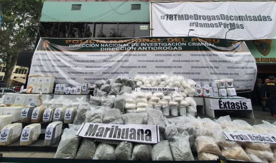Perú decomisa 78 toneladas de droga en lo que va de 2022