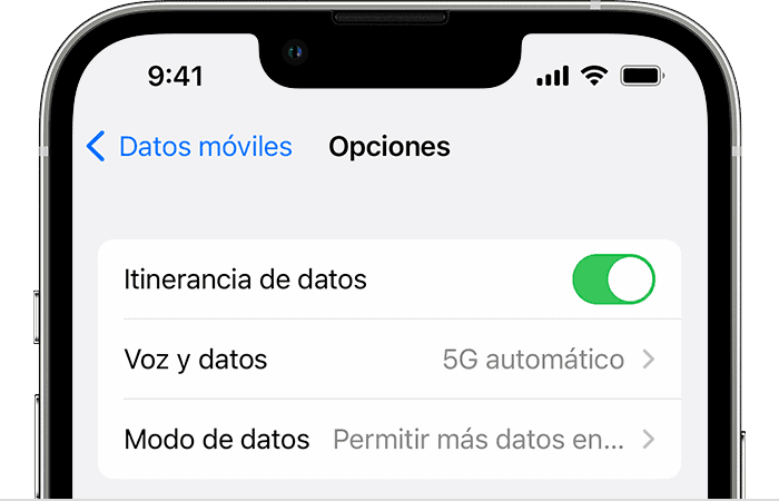 iphone con datos moviles