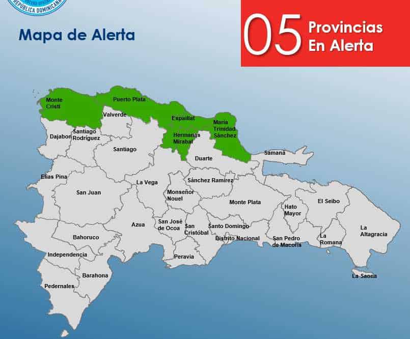 Alerta verde en cinco provincias por sistema frontal