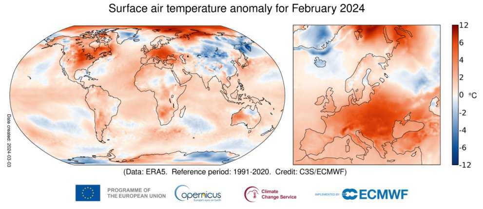 Febrero de 2024 es el más caluroso del que se tenga registro